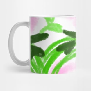 Pink watercolor floral green leaves art Mug